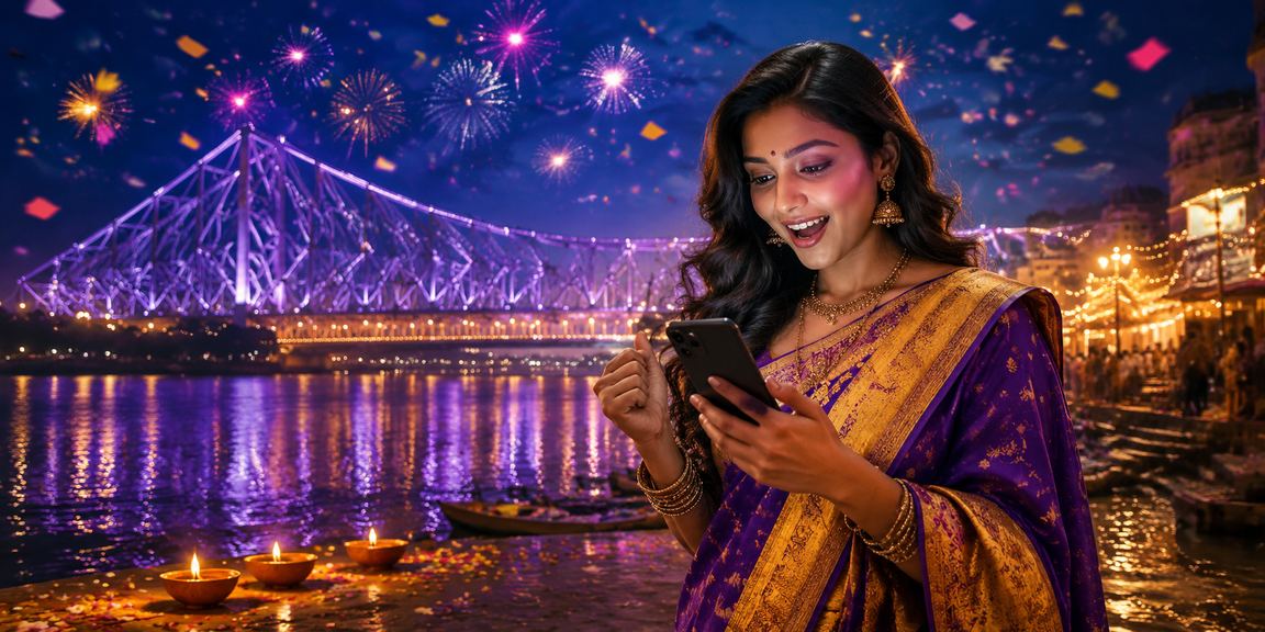 Night market scene with sports betting theme in Kolkata
